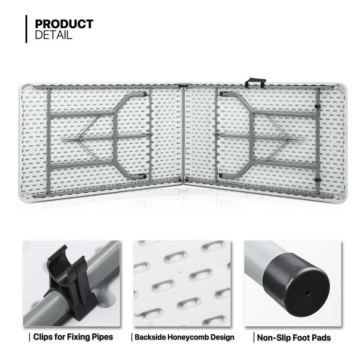 11 Pieces 8 Ft Heavy Duty Folding Utility Table and Chair Set with Handle, White/Black L403