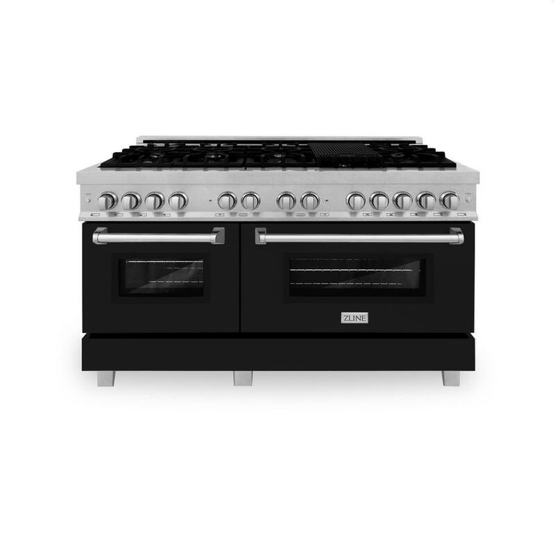 9 Burner Double Oven Dual Fuel Range with Black Matte Door I509847