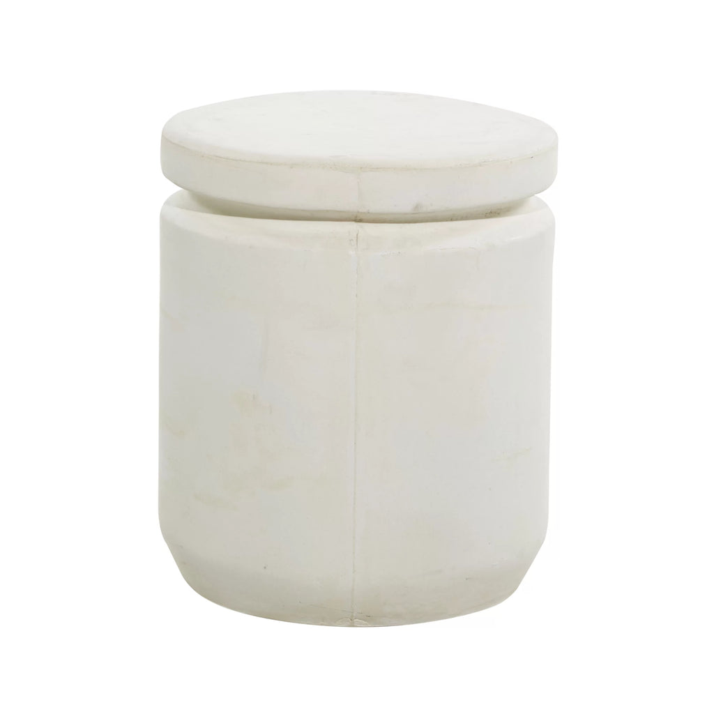 White Industrial Fiber Clay Outdoor Cylindrical Foot Stool G71457