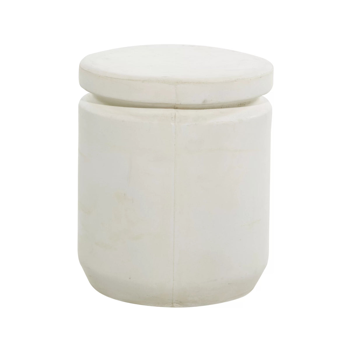 White Industrial Fiber Clay Outdoor Cylindrical Foot Stool G71457