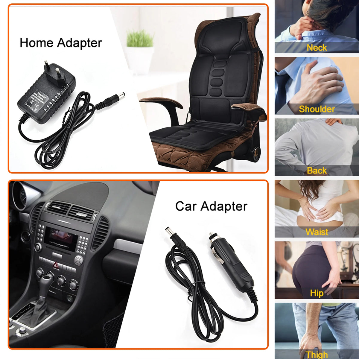 8 Motor Heat Vibrate Massage Cushion F7485