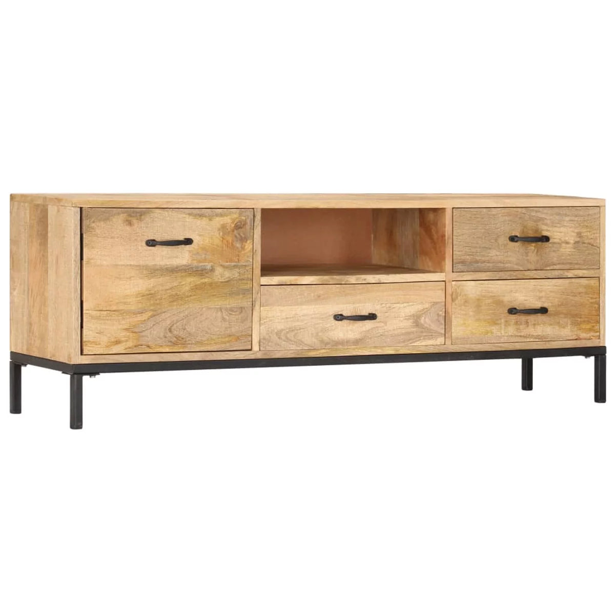 Mango Wood TV Cabinet with Storage Drawers and Open Shelf X1290