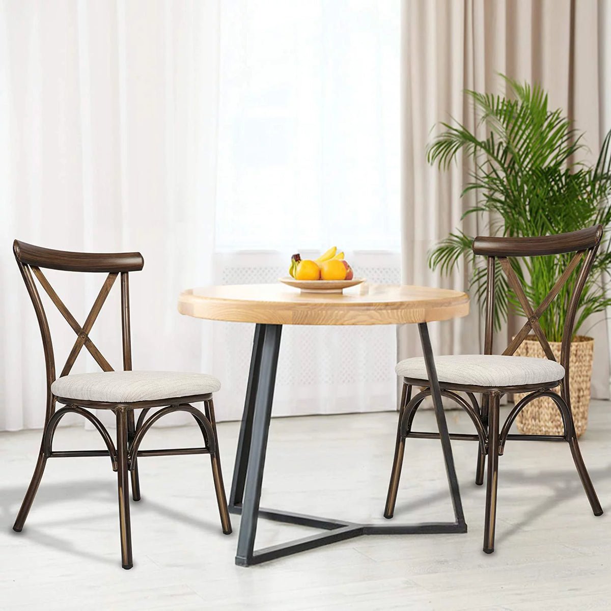 Upholstered Dining Chairs Set of 2 Sand Beige W423