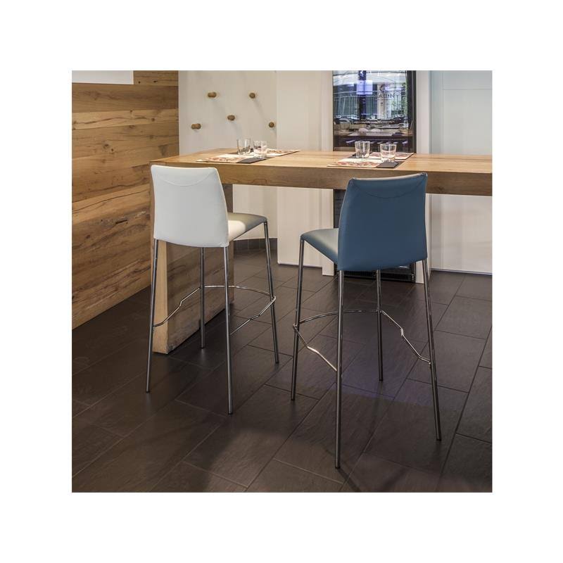 White Leather Chrome Bar Stool X6066