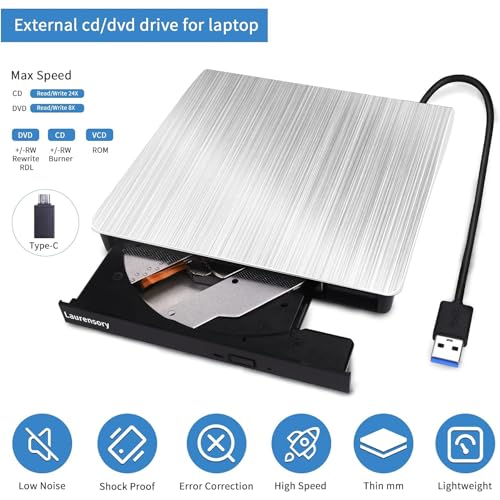 External DVD Drive USB 3.0 Type-C Portable CD DVD Burner Reader A4491