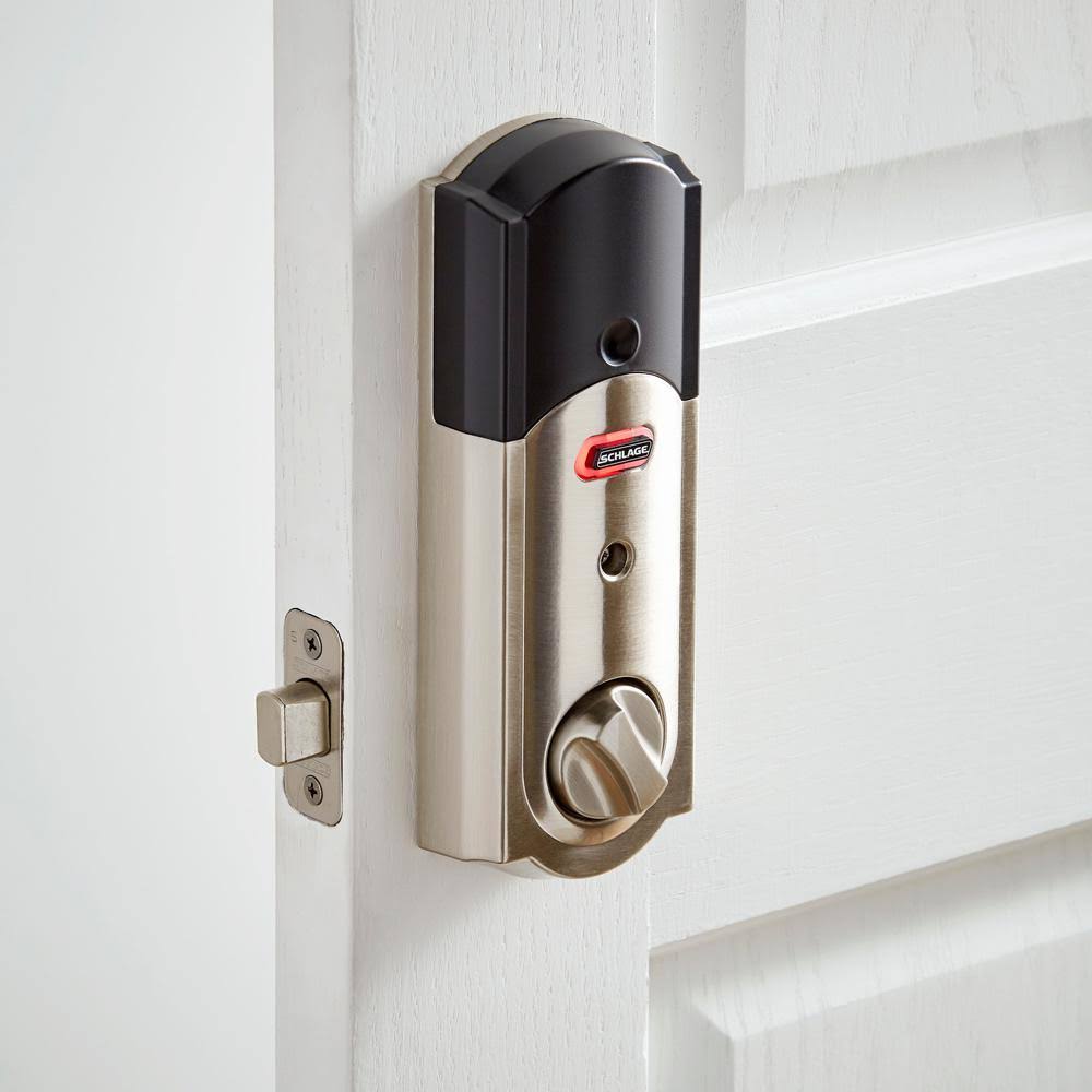 Satin Nickel Touchscreen Deadbolt with Alarm F29191