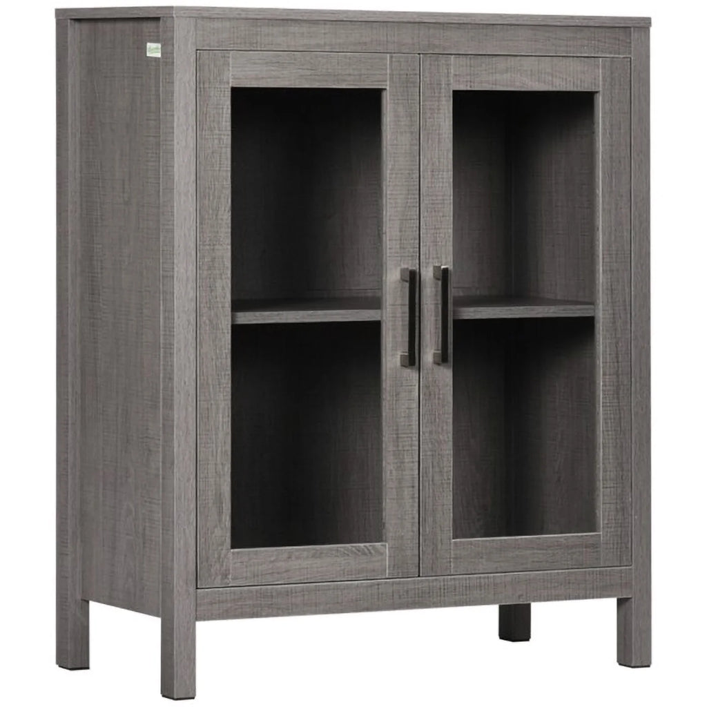 Gray Wooden Bathroom Floor Cabinet Q881616