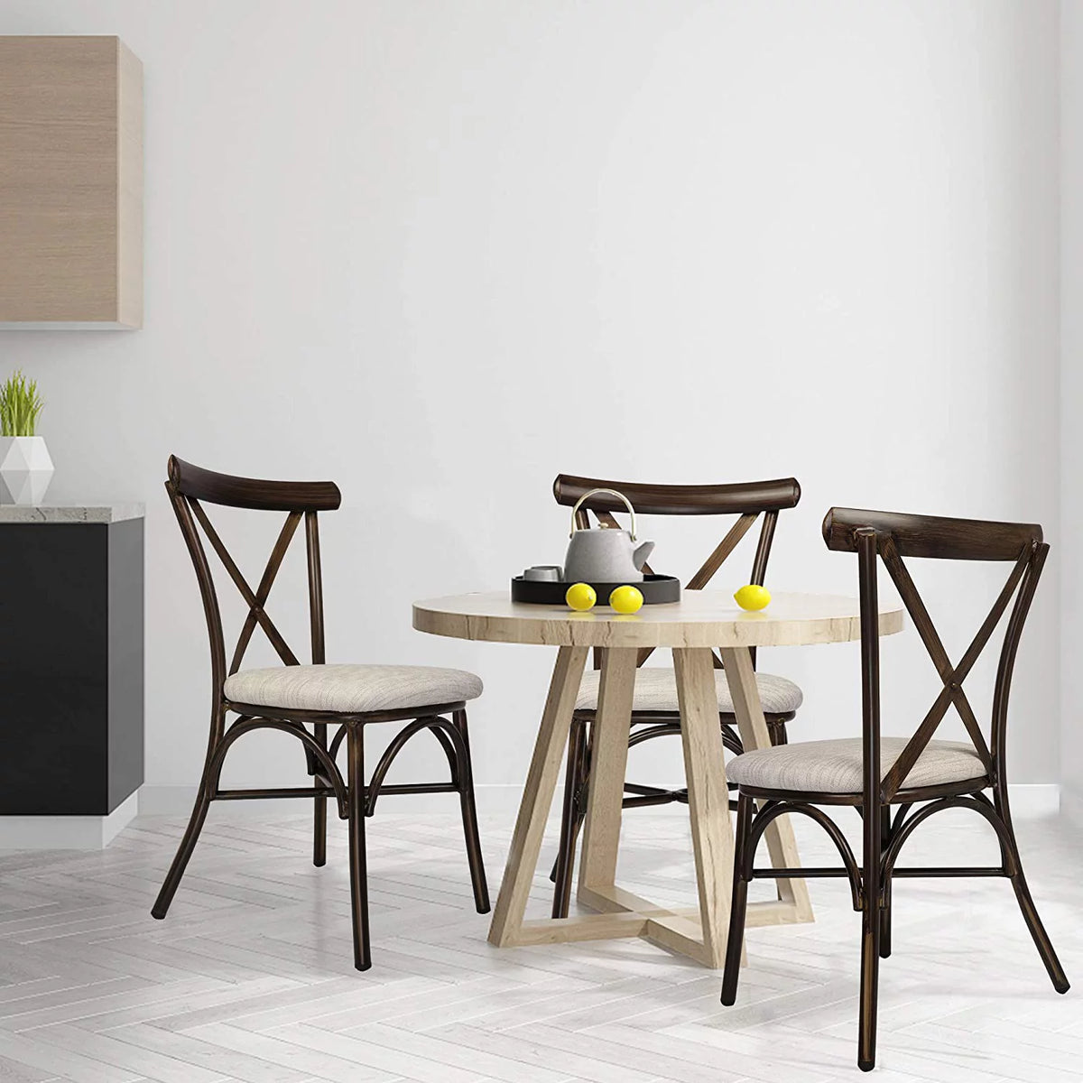 Upholstered Dining Chairs Set of 2 Sand Beige W423
