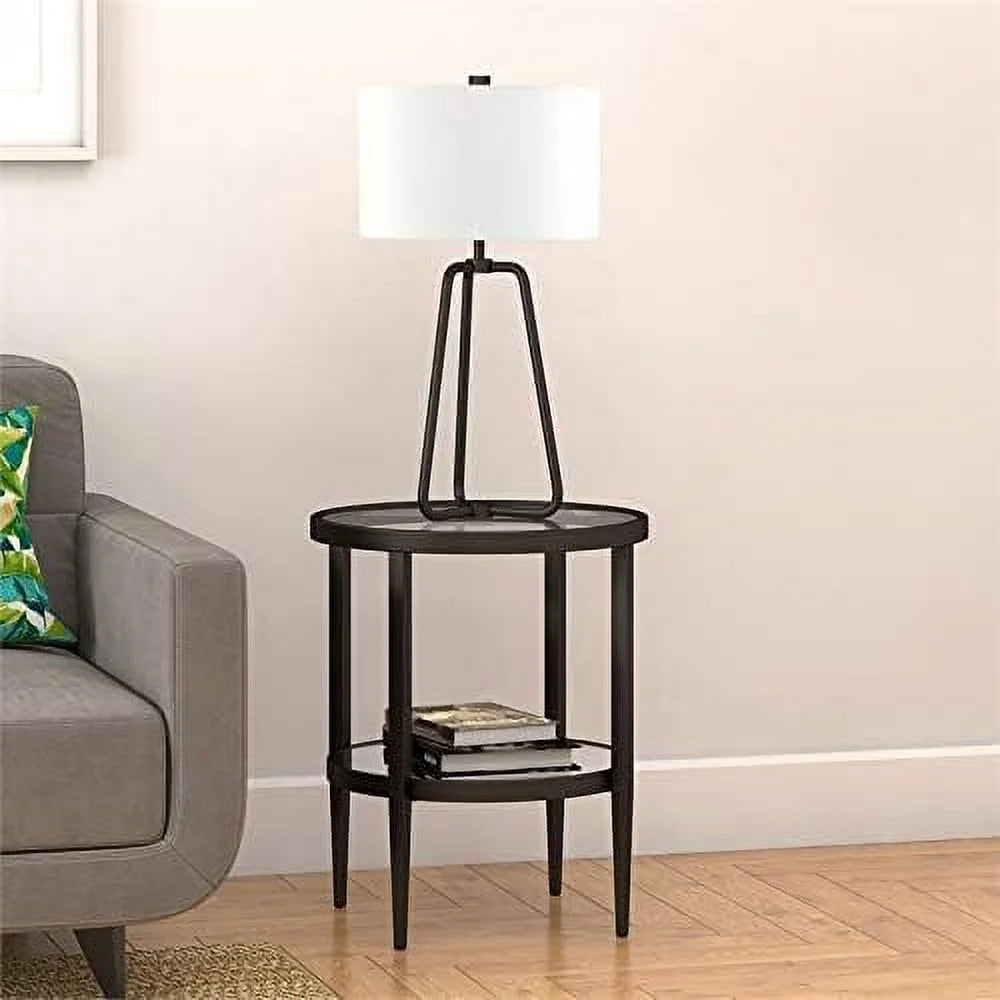 Round Modern Metal Side Table in Black Y836095