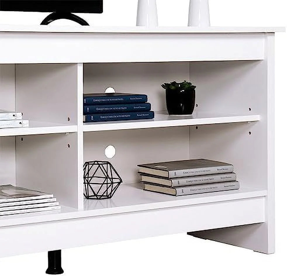 White Wood TV Stand with 6 Shelves Z9950