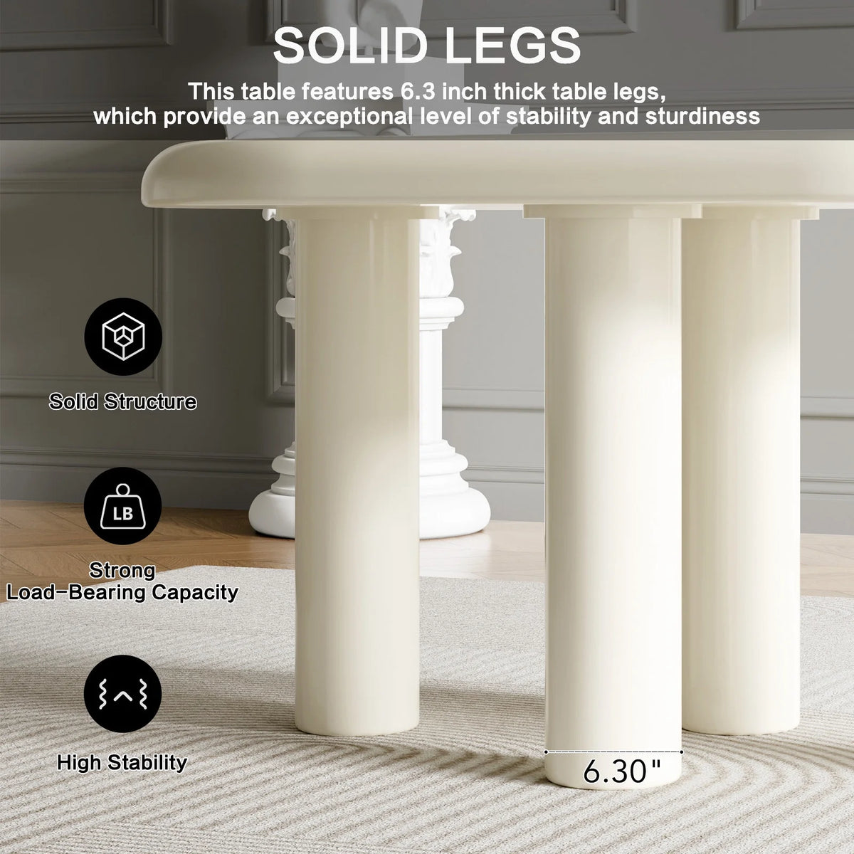Cream White Oval Dining Table Q3078