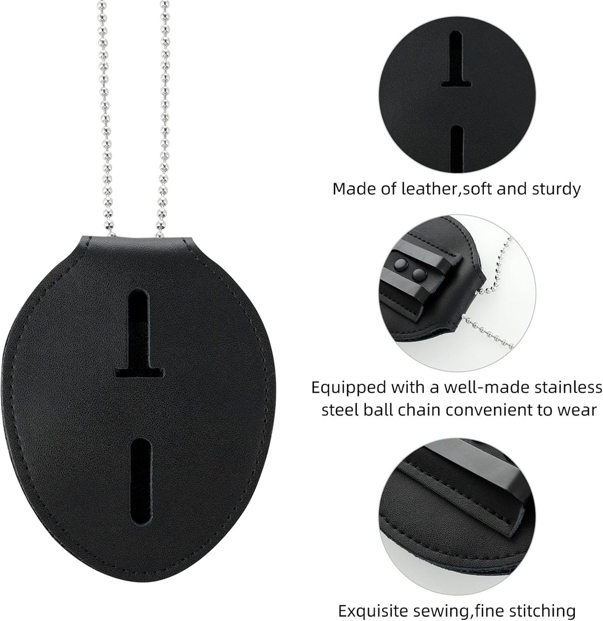 Black Cowhide Badge Holder with Belt Clip T98158