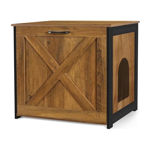 Dark Gray Cat Litter Box Enclosure Cabinet O953028