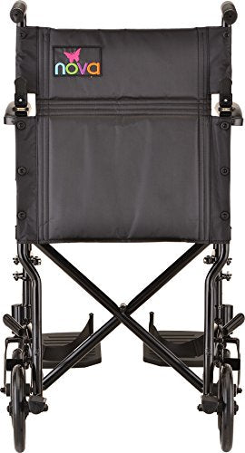 Black Lightweight Transport Chair with Swing Away Footrest M792541
