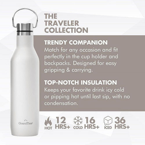 21oz Stainless Steel Water Bottle with 2 Lids C5053