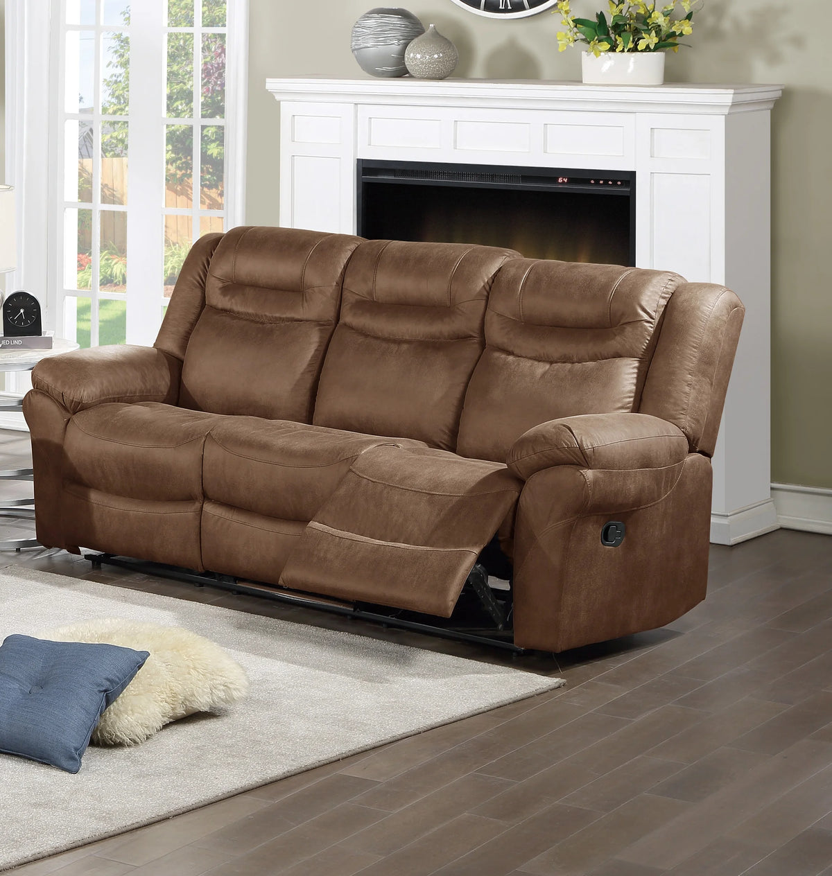 Dark Brown Leatherette Motion Sofa Loveseat 2pcs R776162