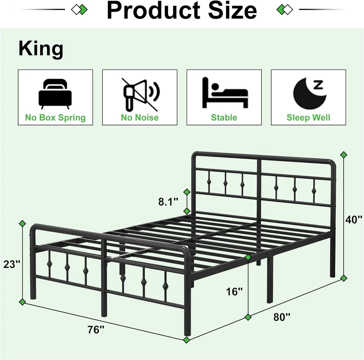 16 inch Twin XL Bed Frames with Headboard and Footboard Q218365