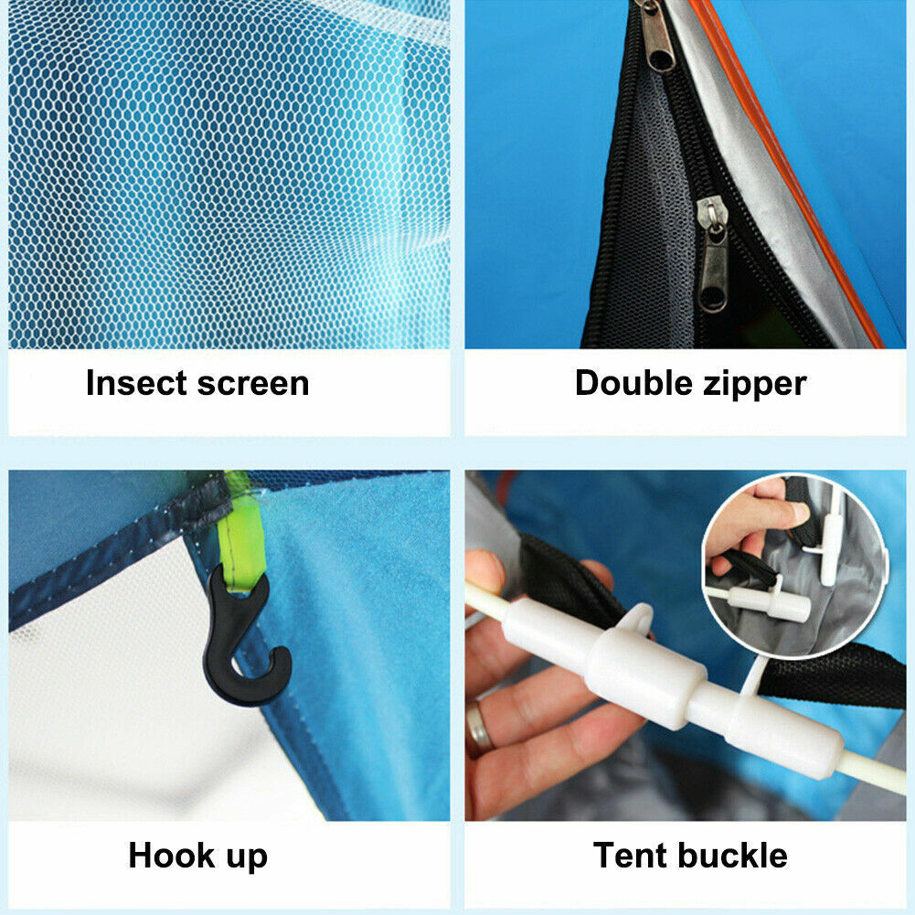 2 Person Instant Pop Up Camping Tent, Waterproof, 78 inch Blue C50347