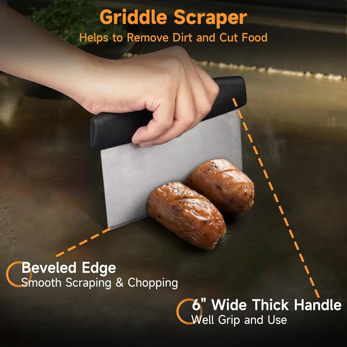 7 Pcs Griddle Accessory Set with Heat-Resistant Spatulas, Scraper, Squeeze Bottles, Egg Rings T209