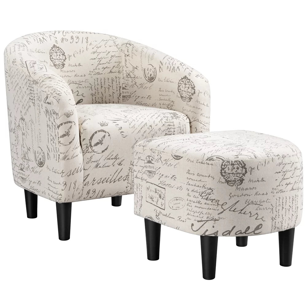 Fabric Accent Arm Chair and Ottoman Set K72617