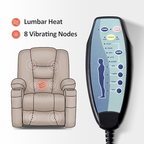 Small Power Lift Recliner Chair with Massage and Heat, Fabric, Brown P4154