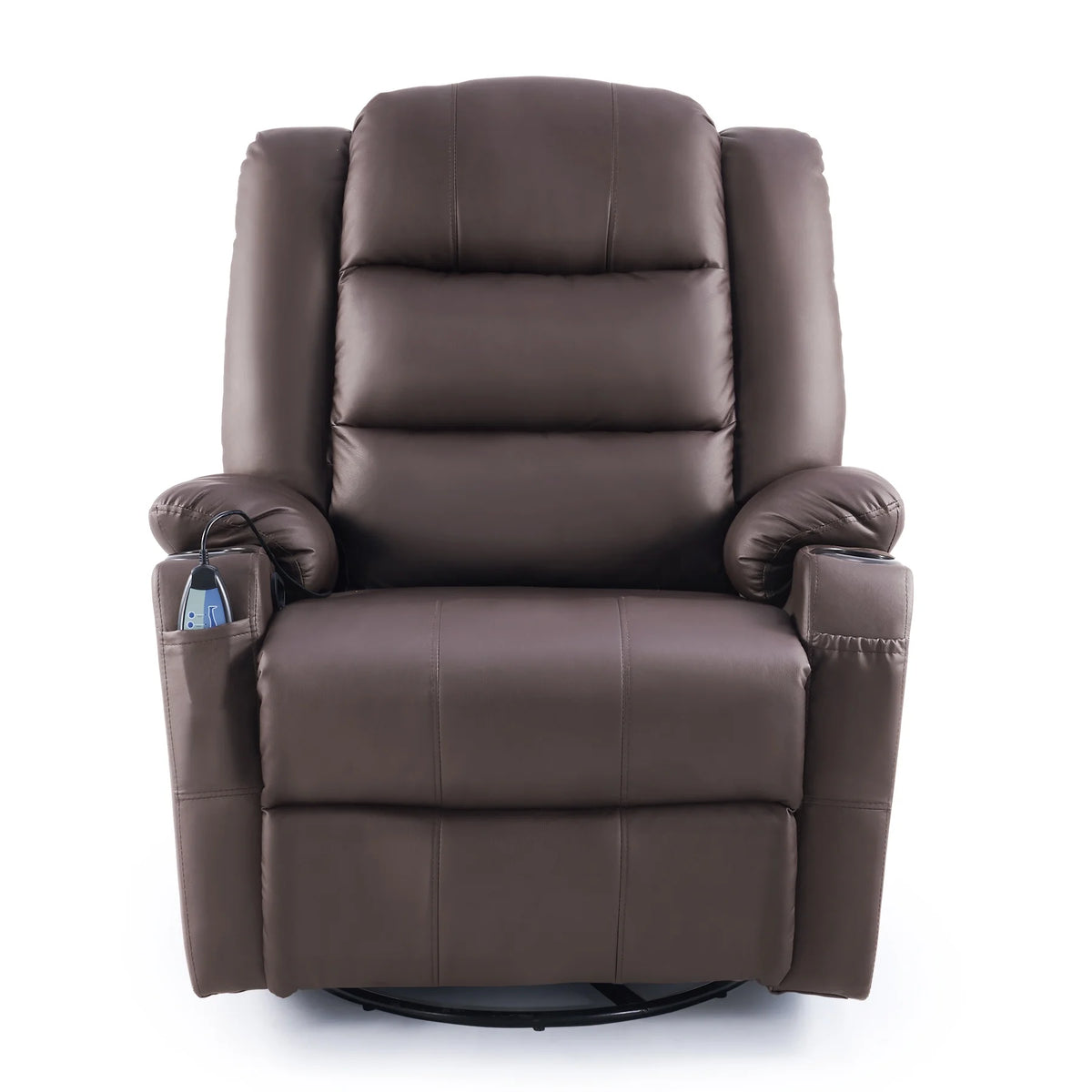 Brown 360 Swivel Heated Massaging Recliner Chair U561087