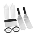 7 Pcs Griddle Accessory Set with Heat-Resistant Spatulas, Scraper, Squeeze Bottles, Egg Rings T209