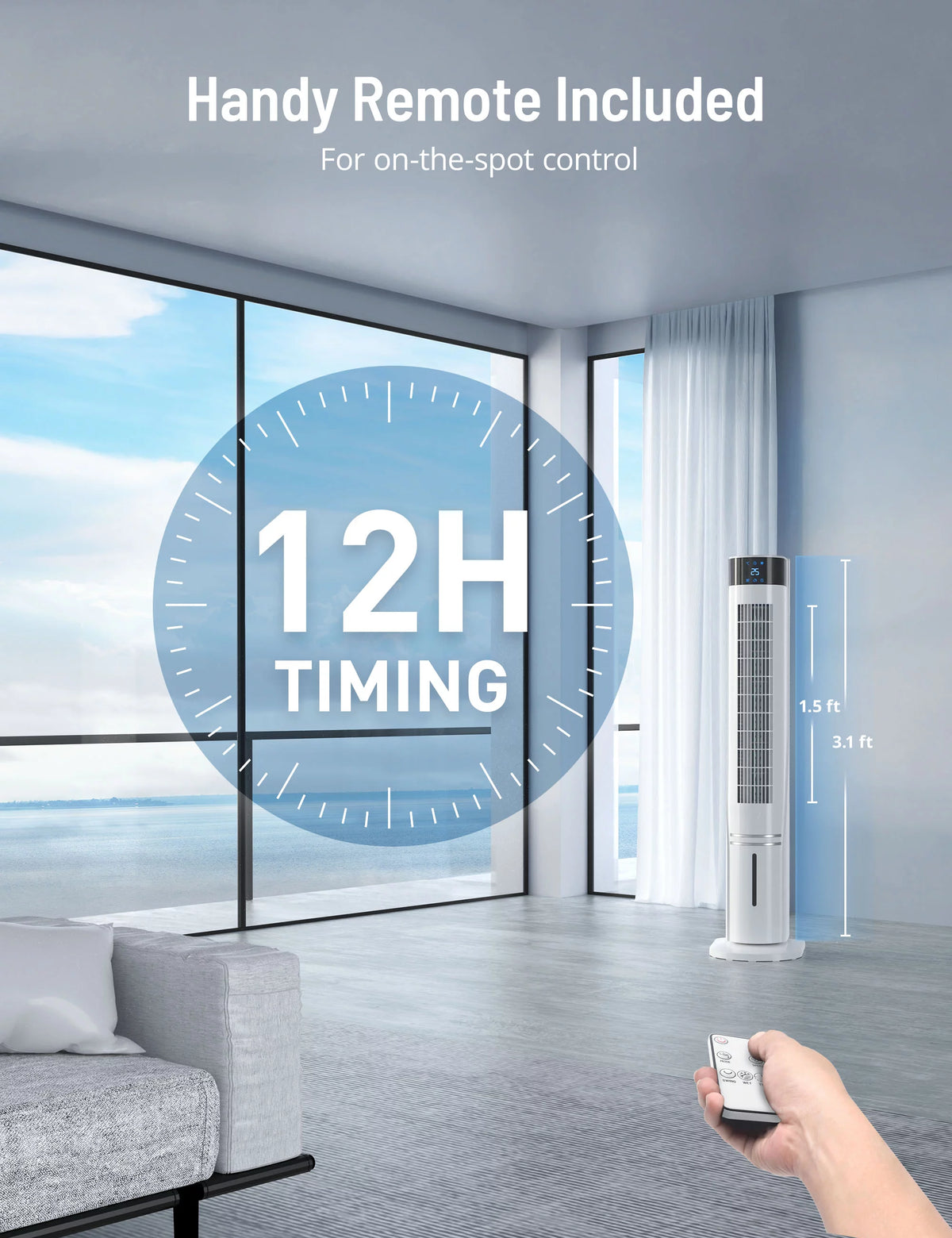 3-in-1 Evaporative Air Cooler Fan Humidifier with 2 Ice Packs Y90551
