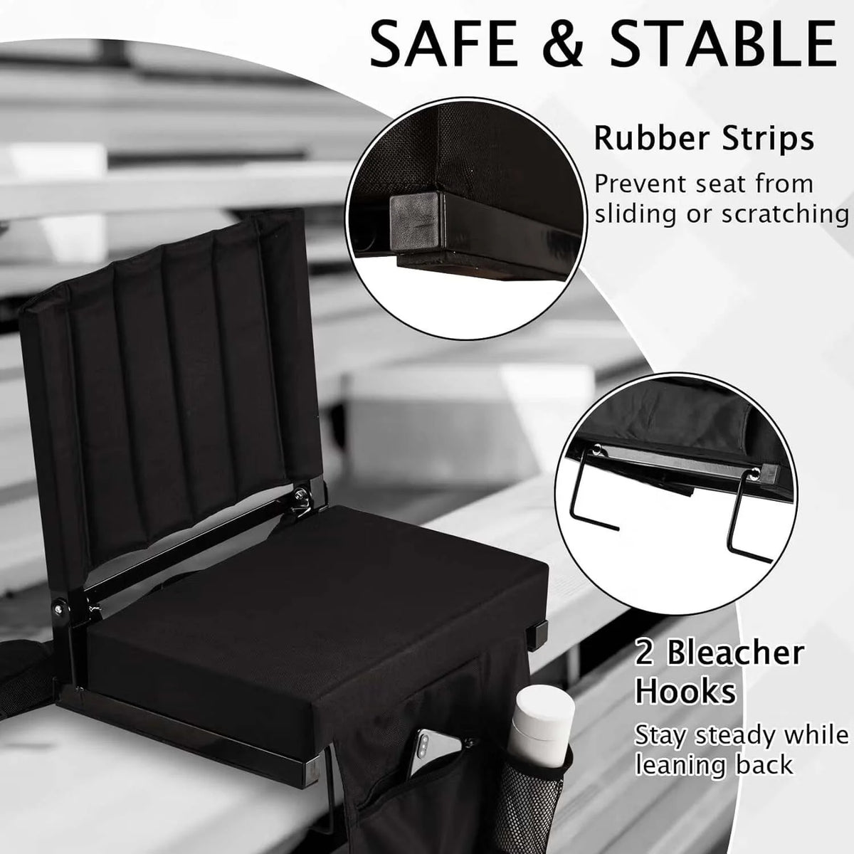 Padded Foldable Stadium Seat with Cup Holder B8076