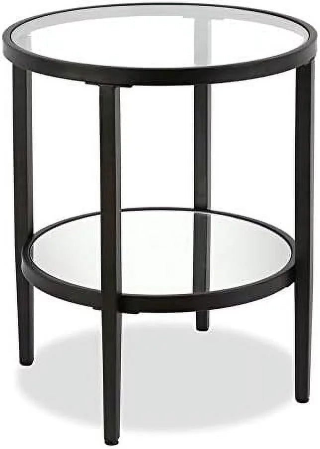 Round Modern Metal Side Table in Black Y836095