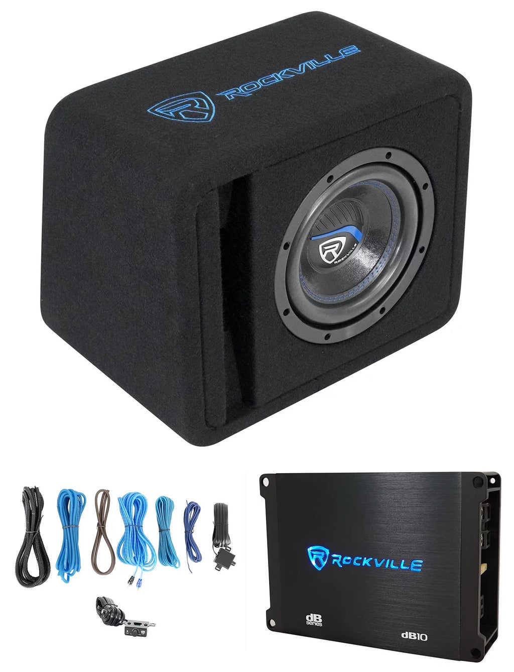 8" 800w Loaded Car Subwoofer Enclosure + Amplifier T937