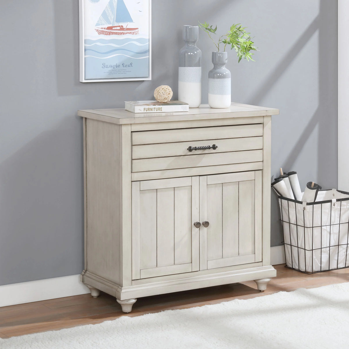 White Storage Hallway Cabinet O7729