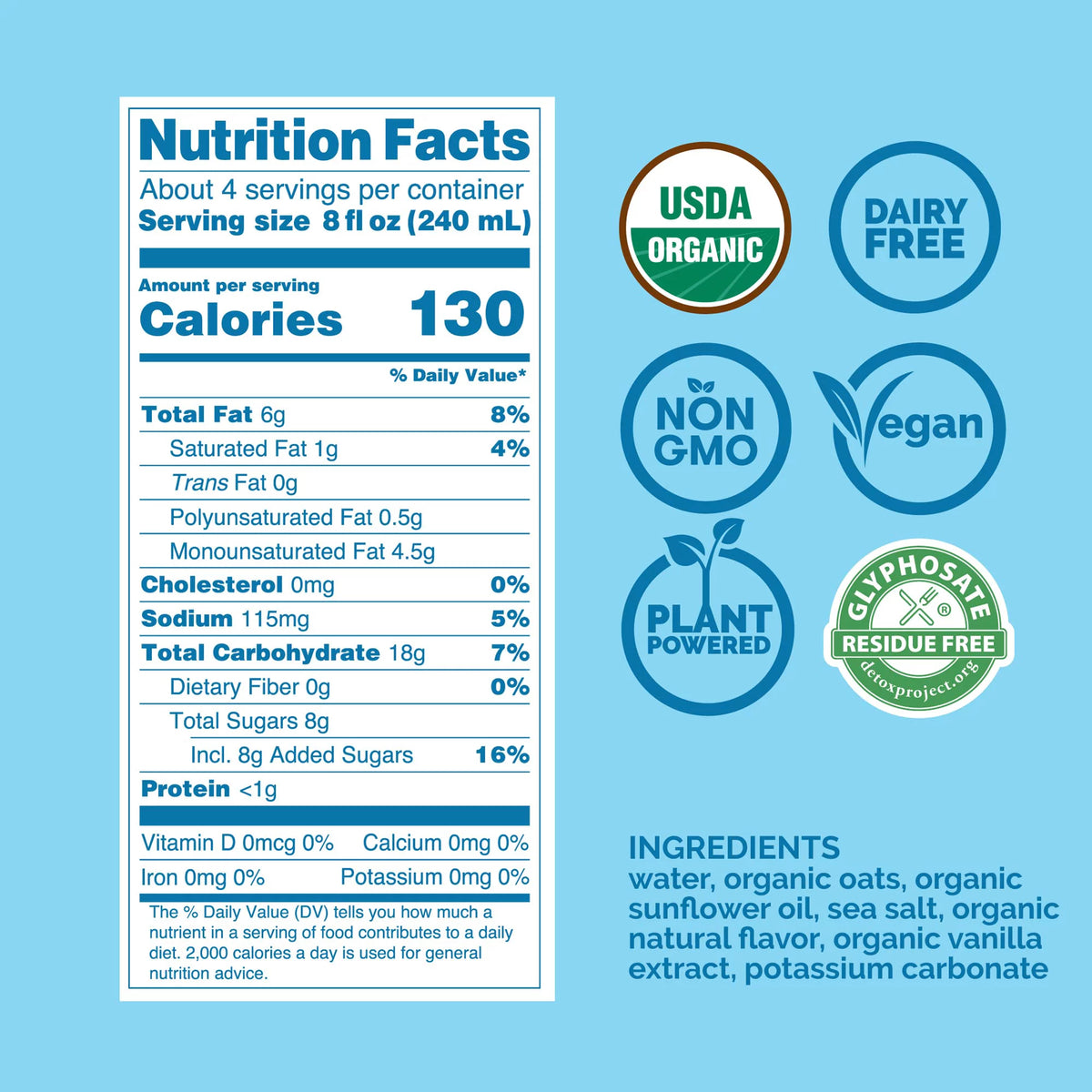 Vanilla Oat Milk 32 fl. oz. 6 Pack I529992
