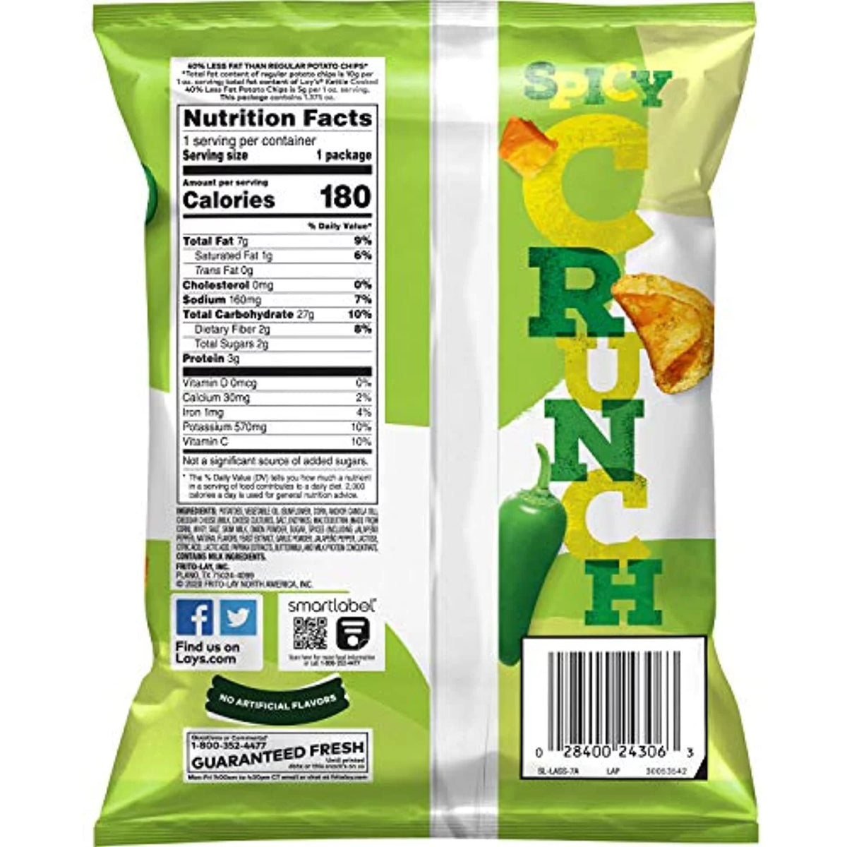 1.375 Ounce Pack Of 64 Jalapeño Cheddar Flavored Potato Chips K58537