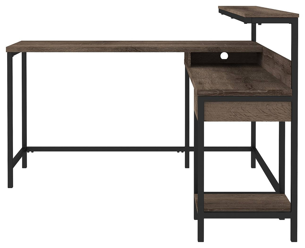Gray L-Desk with Storage I811