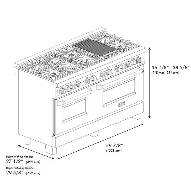 9 Burner Double Oven Dual Fuel Range with Black Matte Door I509847