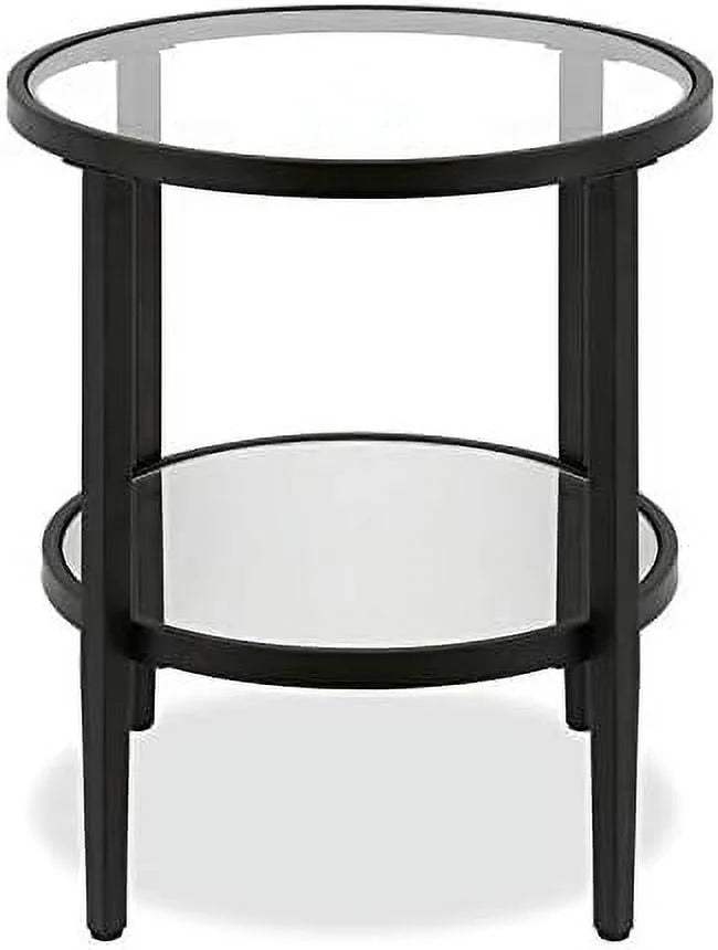 Round Modern Metal Side Table in Black Y836095