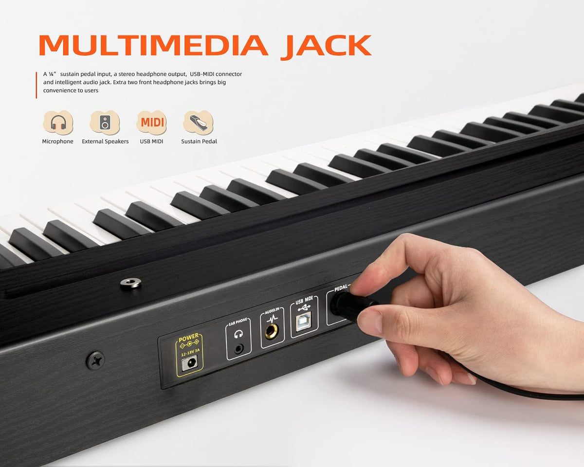 88-Key Semi-Weighted Digital Piano Keyboard with Sustain Pedal and Carry Bag Y6596