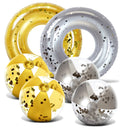 Bundle of Inflatable Silver & Gold Pool Float Tubes & Beach Balls Set of 6 Z615