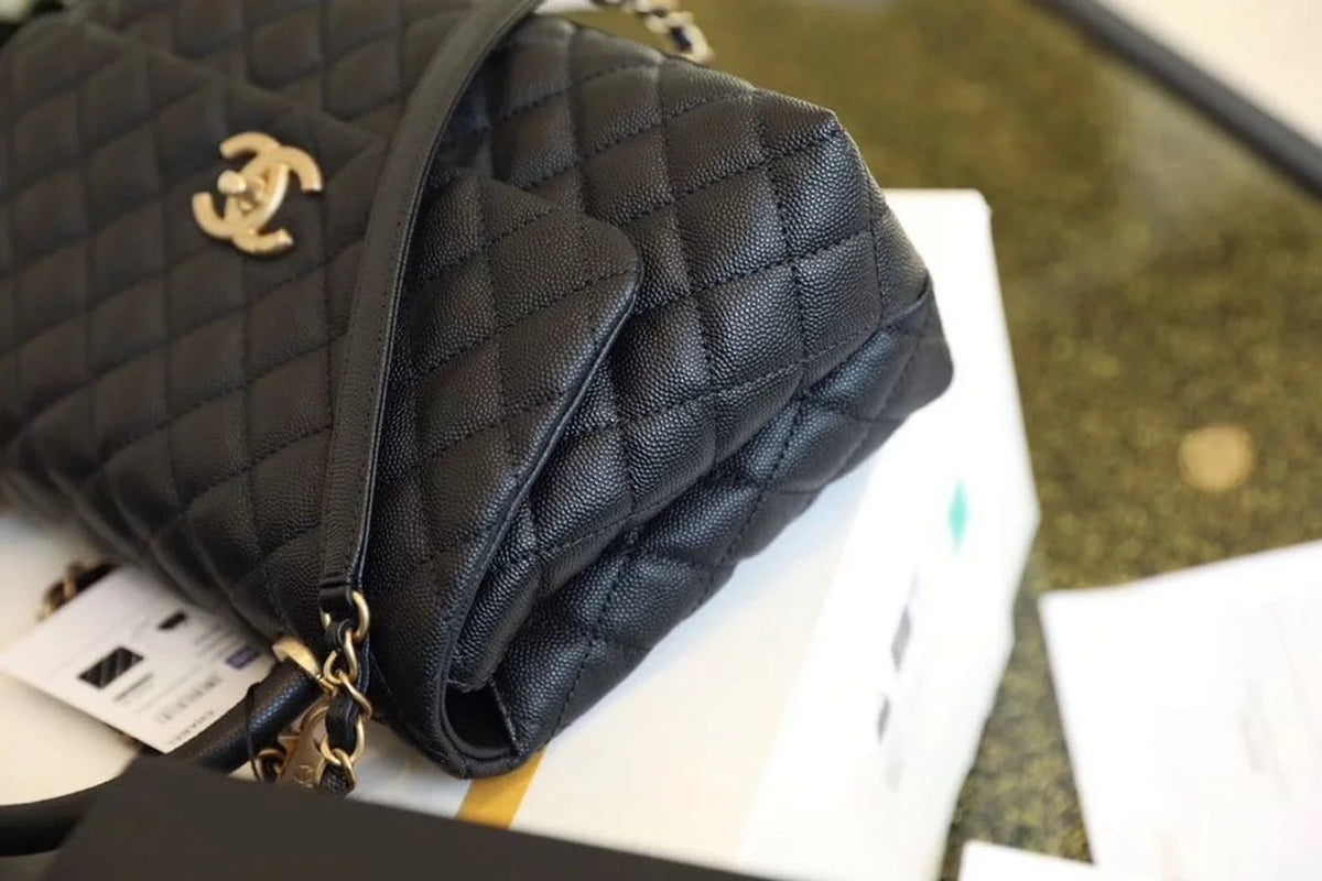 Large Black Flap Bag with Top Handle X291228