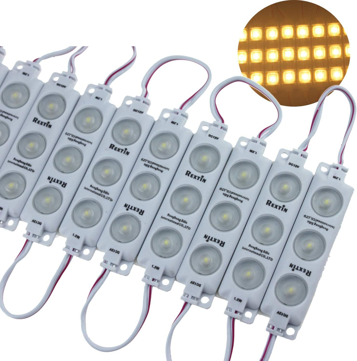 200PCS 3LED 2835 LED Module White IP68 Waterproof Decorative Light with Tape Wire Crimp Cap Pack of 2 X2934