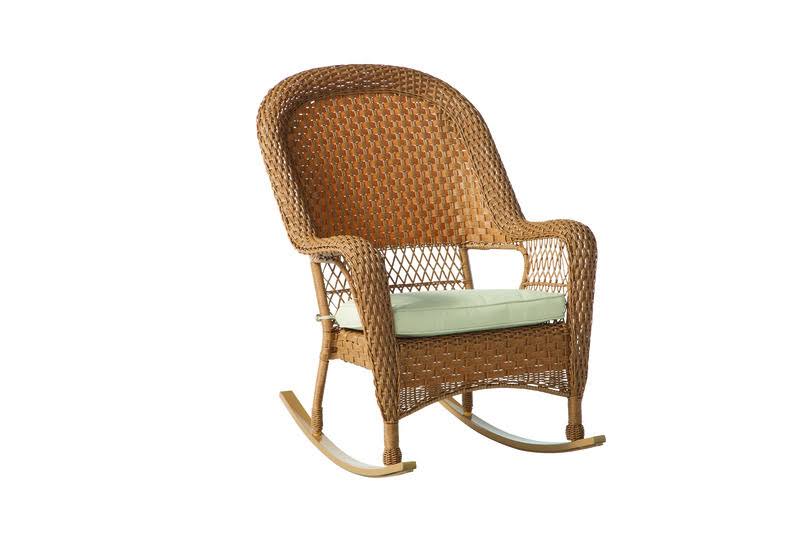 Tan Wicker Frame Stackable Rocking Chair I722