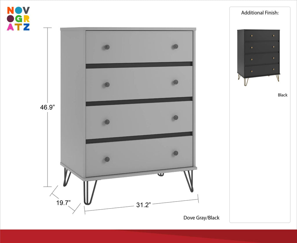 Black 4 Drawer Dresser G750169