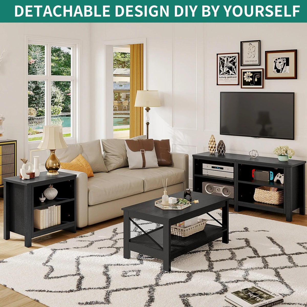 Black 70-inch Modern TV Stand Q101751