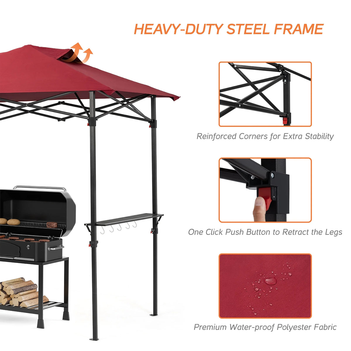 Burgundy Pop up Grill Gazebo S931