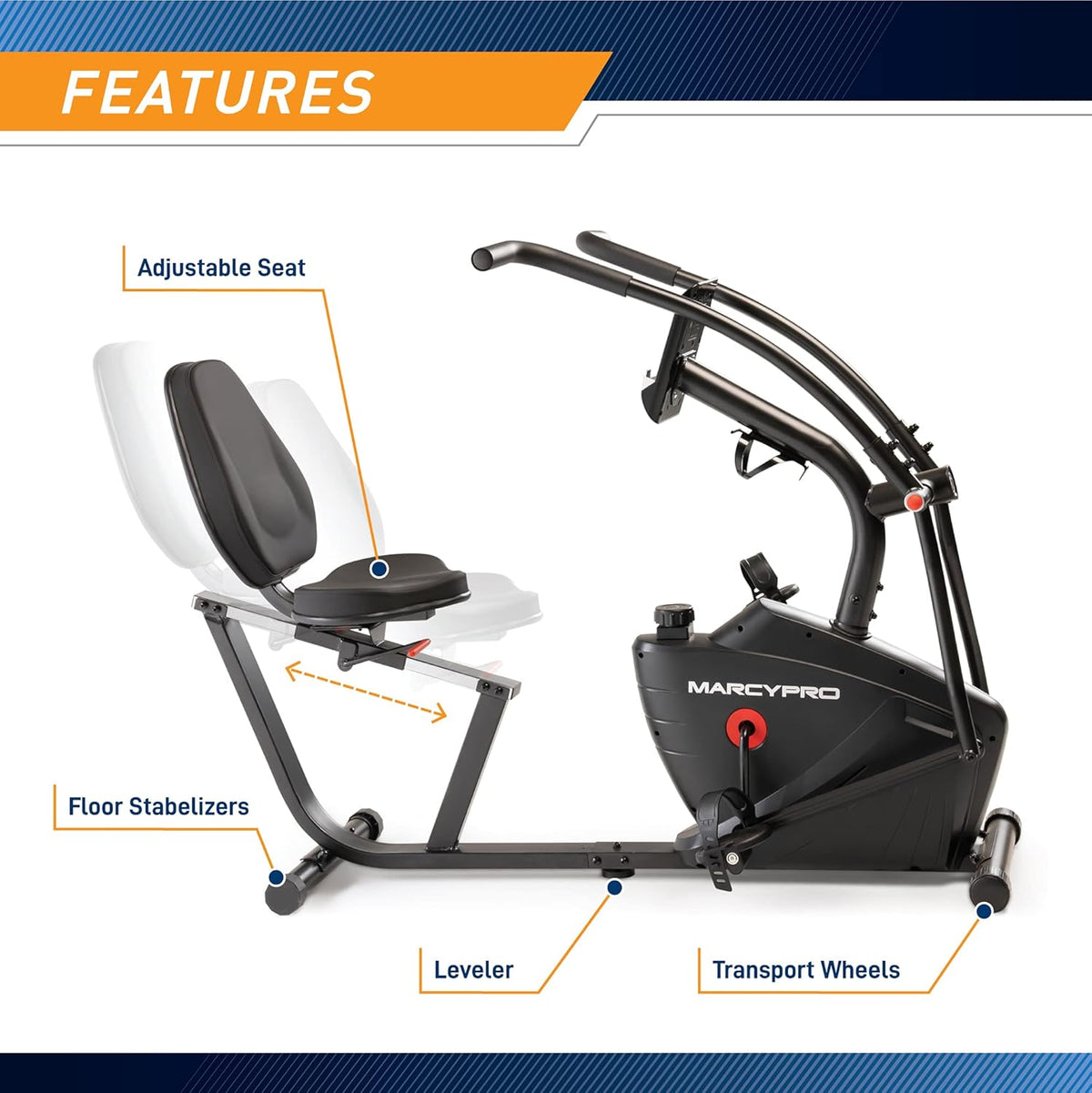 Dual Action Recumbent Exercise Bike with Arm Exercisers Y3009
