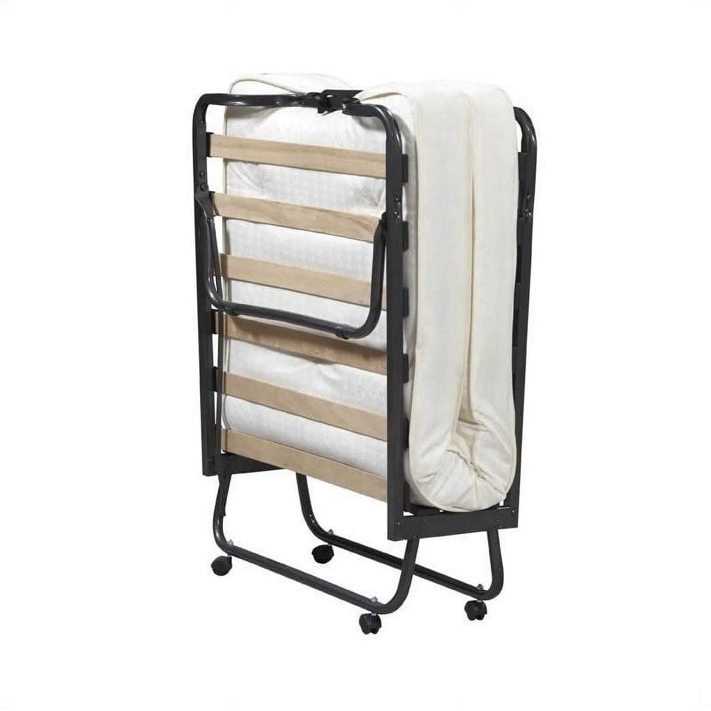 Metal Folding Bed with Memory Foam Mattress in Beige M512311