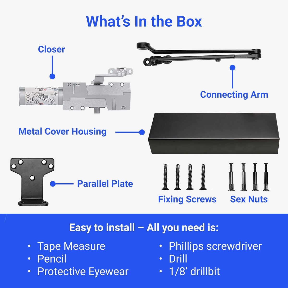 Black Metal Door Closer G821