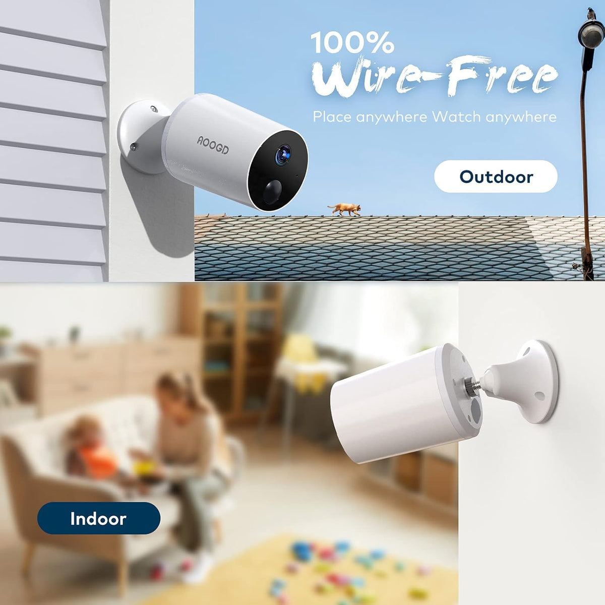 Wireless Battery-Powered Outdoor Security Camera with Night Vision and 2-Way Audio K5139