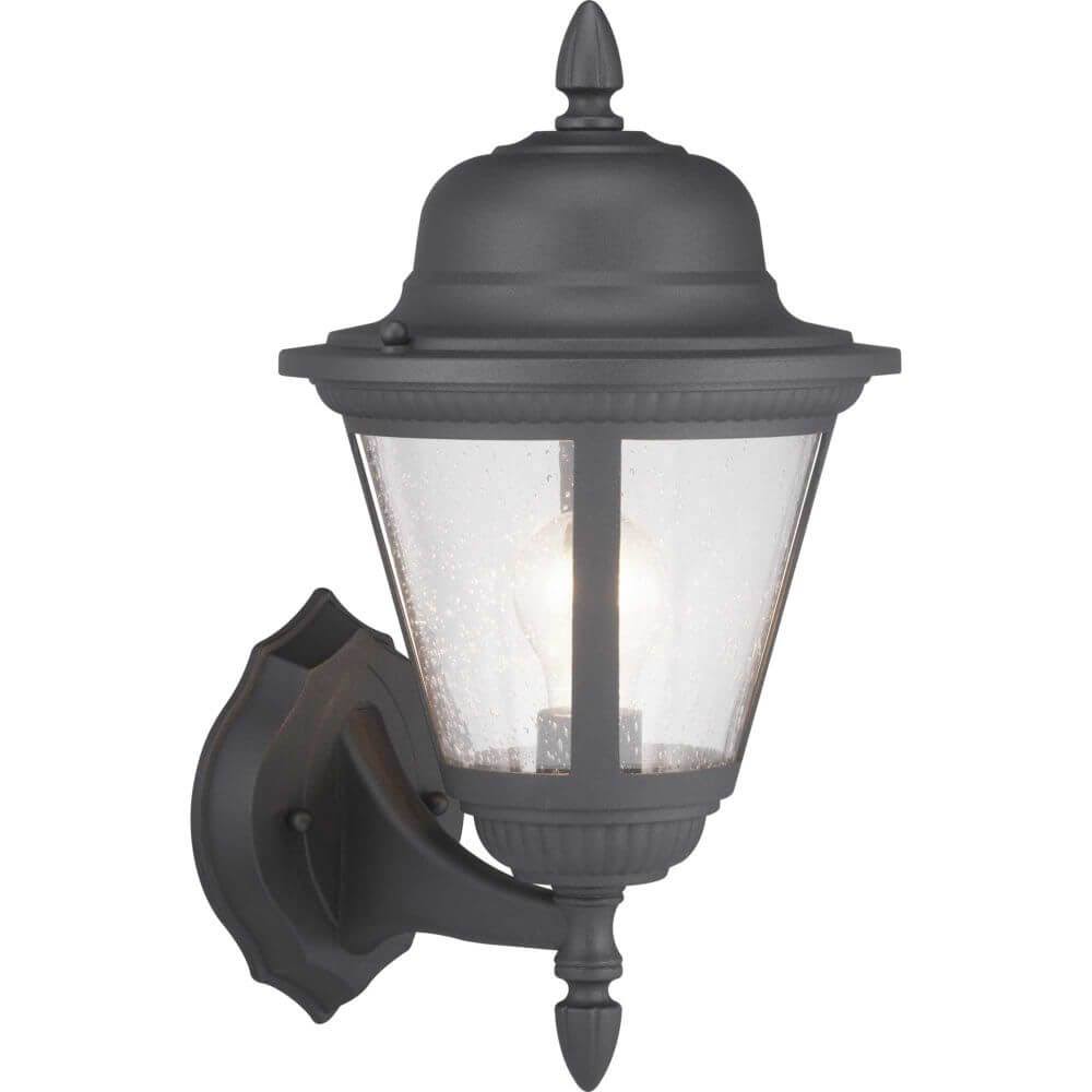Black 16 inch Outdoor Wall Lantern with Clear Seeded Glass I543363